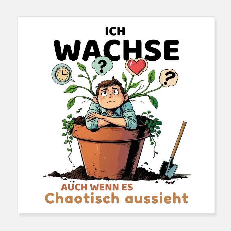 Plante réfléchie avec des bulles de pensée Poster 20 x 20 cm