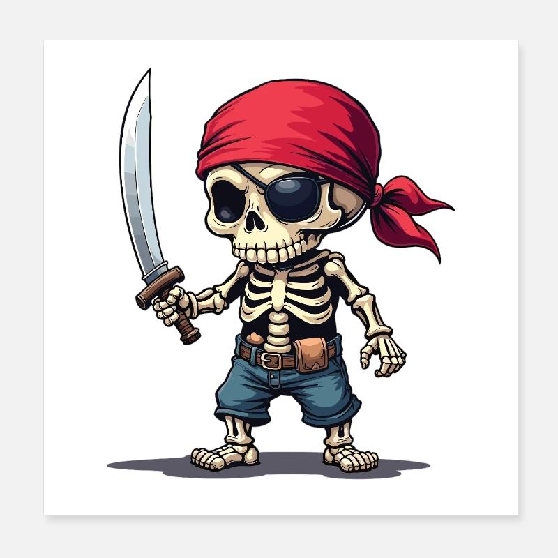 Pirate Skeleton with Sword Poster 8" x 8" (20x20 cm)