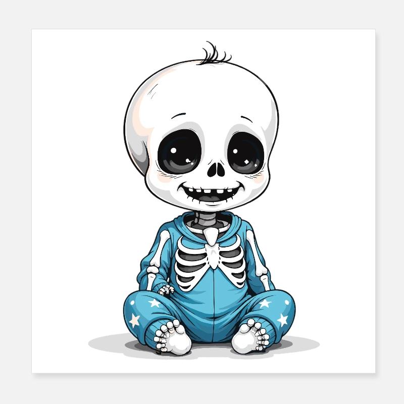 Bébé squelette en pyjama bleu Poster 20 x 20 cm