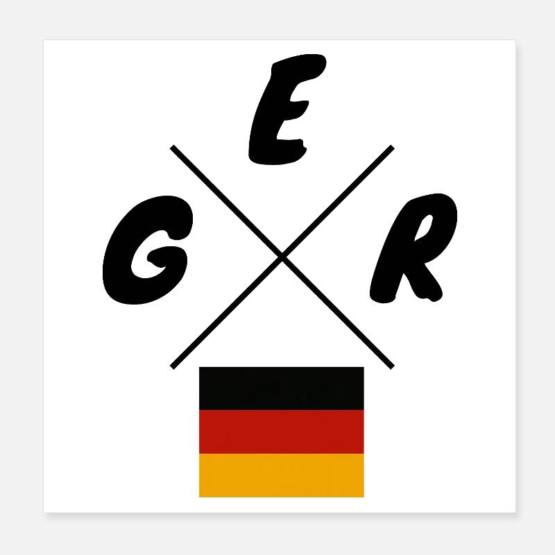 Deutsche Flaggen GER Schriftzug Poster 20x20 cm