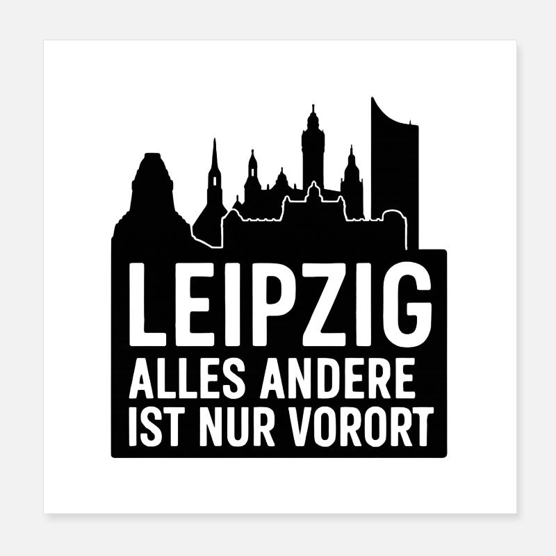 Leipzig Skyline Silhouette Text Design Stadt  Poster 20x20 cm
