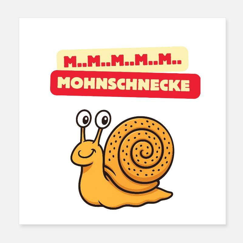 Mmm Dessin animé de l’escargot coquelicot Poster 20 x 20 cm