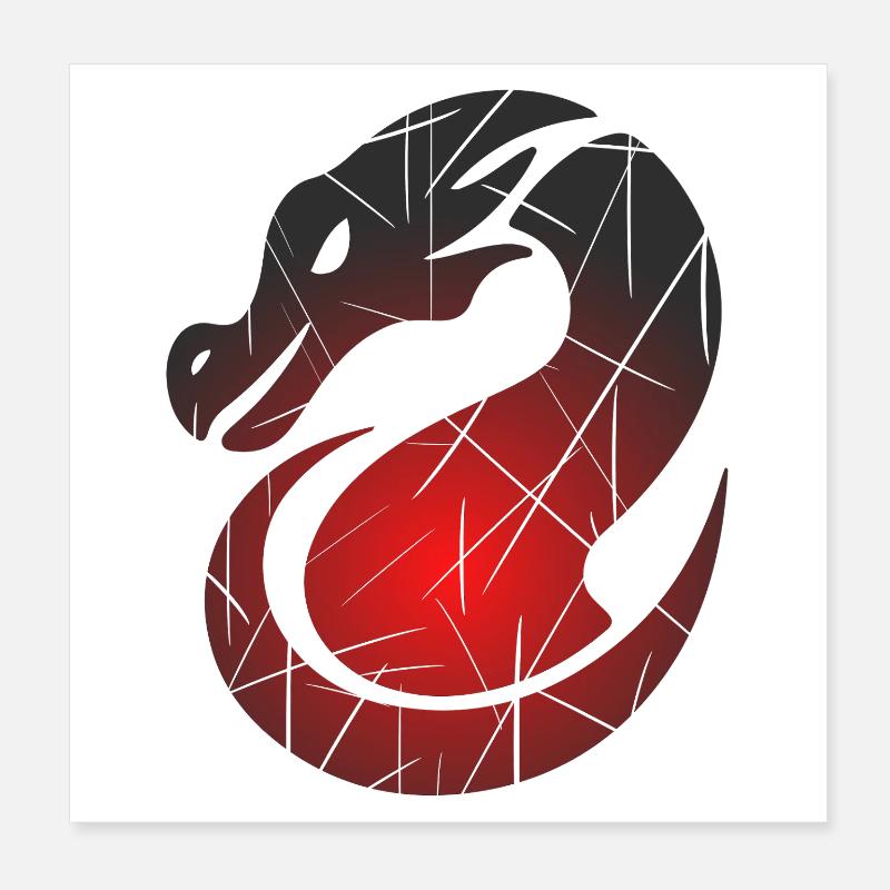 Roter Drachen mit Split-Textur Poster 20x20 cm