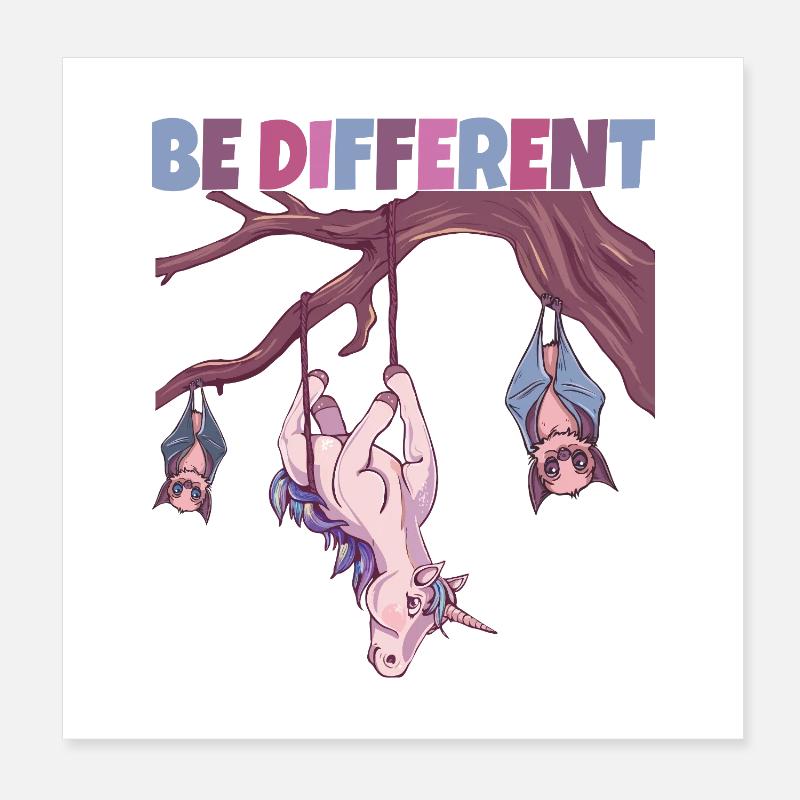 Be Different Unicorn Poster 8" x 8" (20x20 cm)