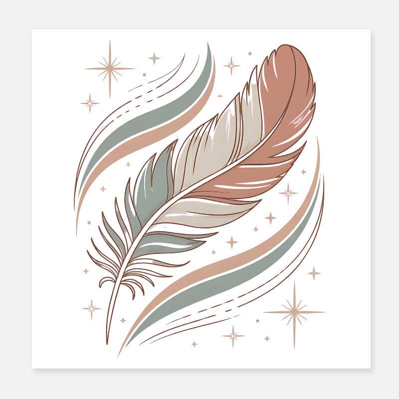 Boho Soul Feather Poster 8" x 8" (20x20 cm)