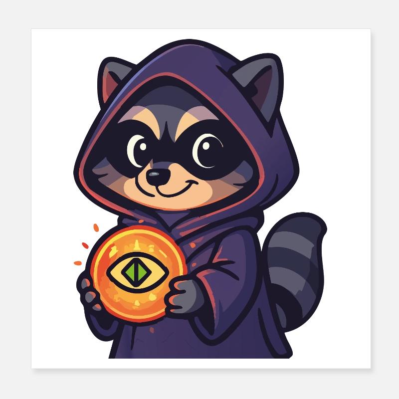 When a Racoon Finds Something Poster 8" x 8" (20x20 cm)