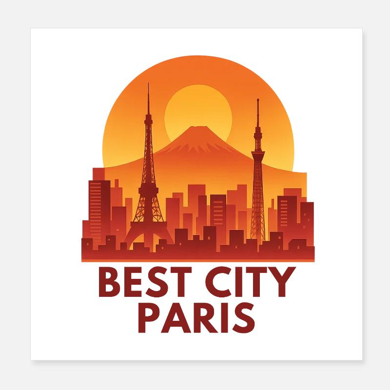 Meilleur coucher de soleil à Paris Poster 20 x 20 cm