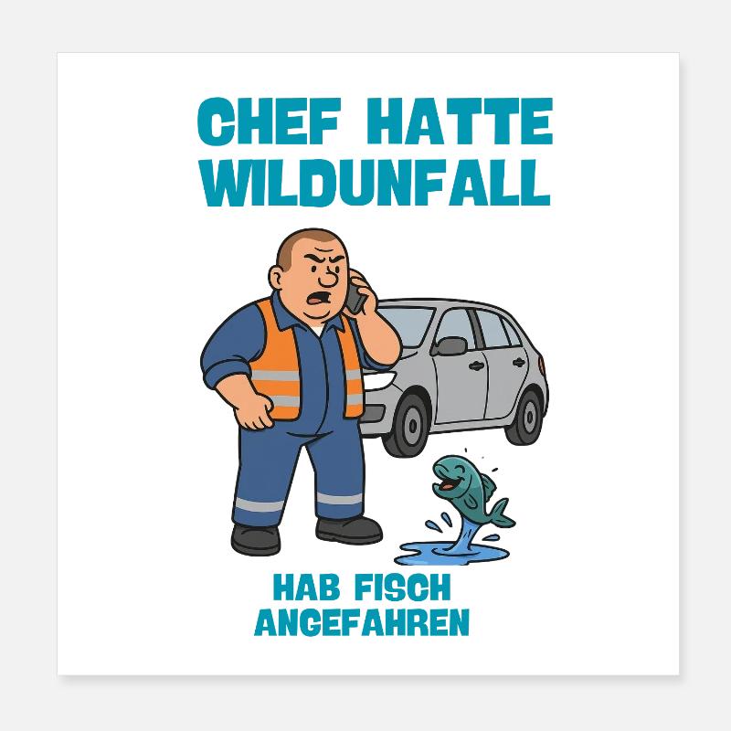 Chef Wildunfall mit Fisch  Poster 20x20 cm