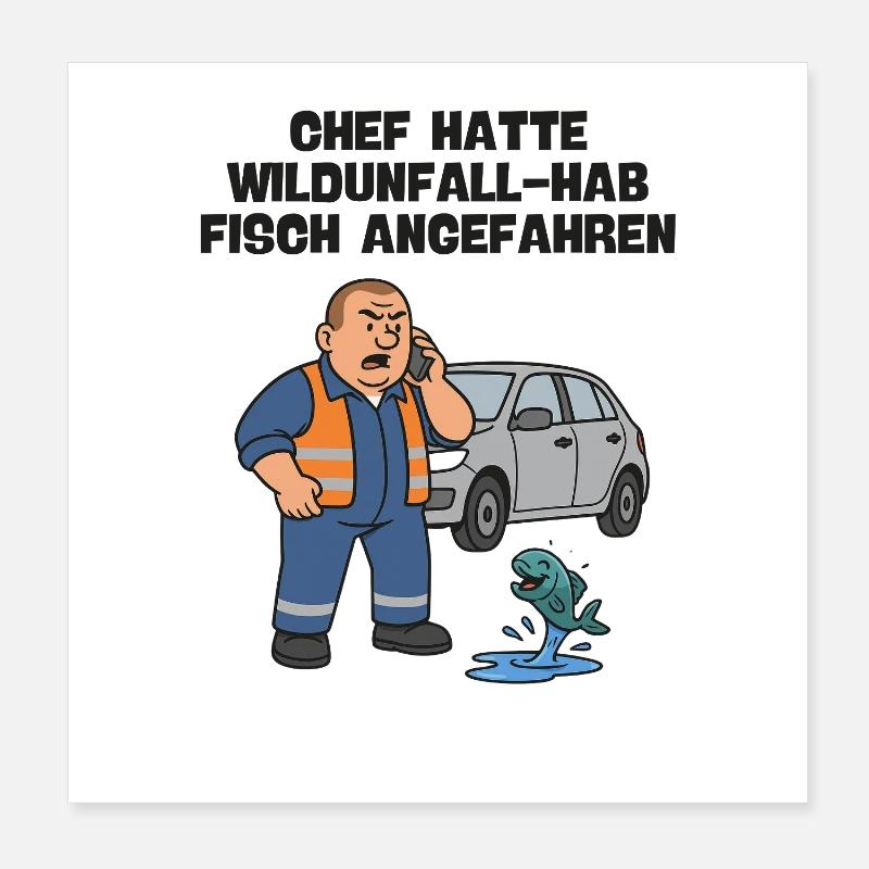 Chef : Accident de faune avec poisson Poster 20 x 20 cm