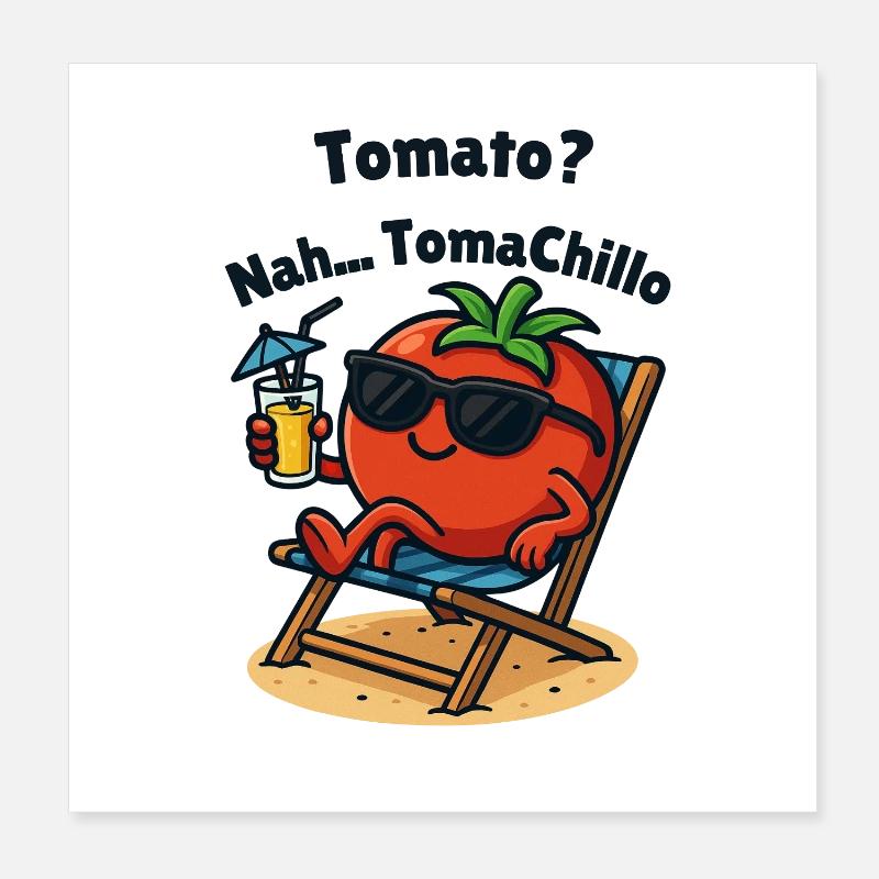 Tomates se refroidissant sur la plage Illustrations Poster 20 x 20 cm