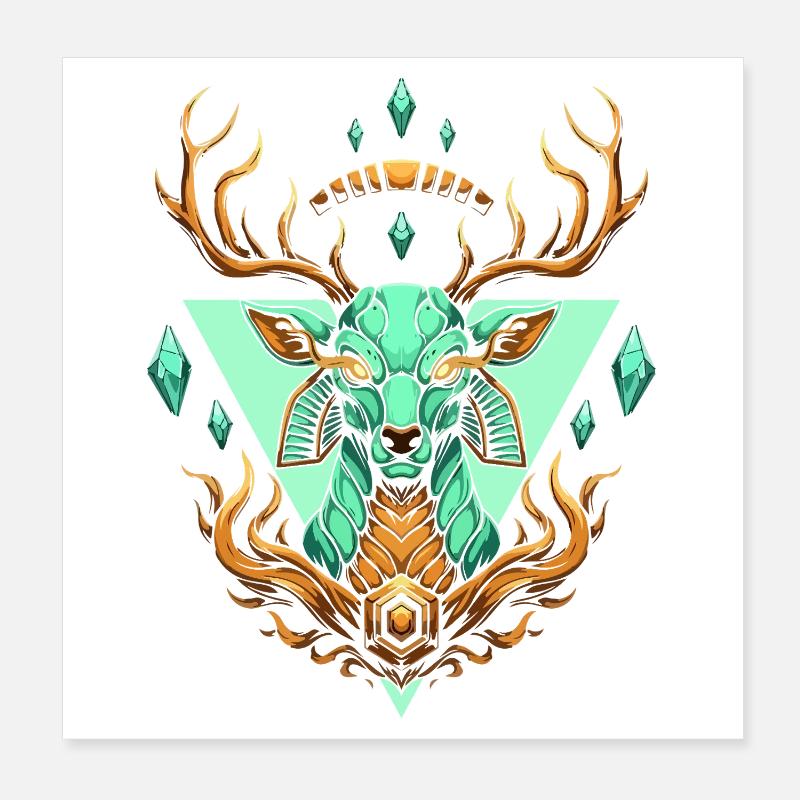 Green Crystal Deer Poster 8" x 8" (20x20 cm)