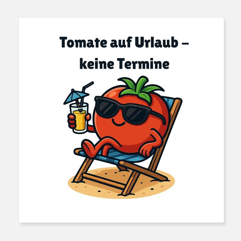 Tomato on holiday – No dates Vegetable motifs Poster 8" x 8" (20x20 cm)