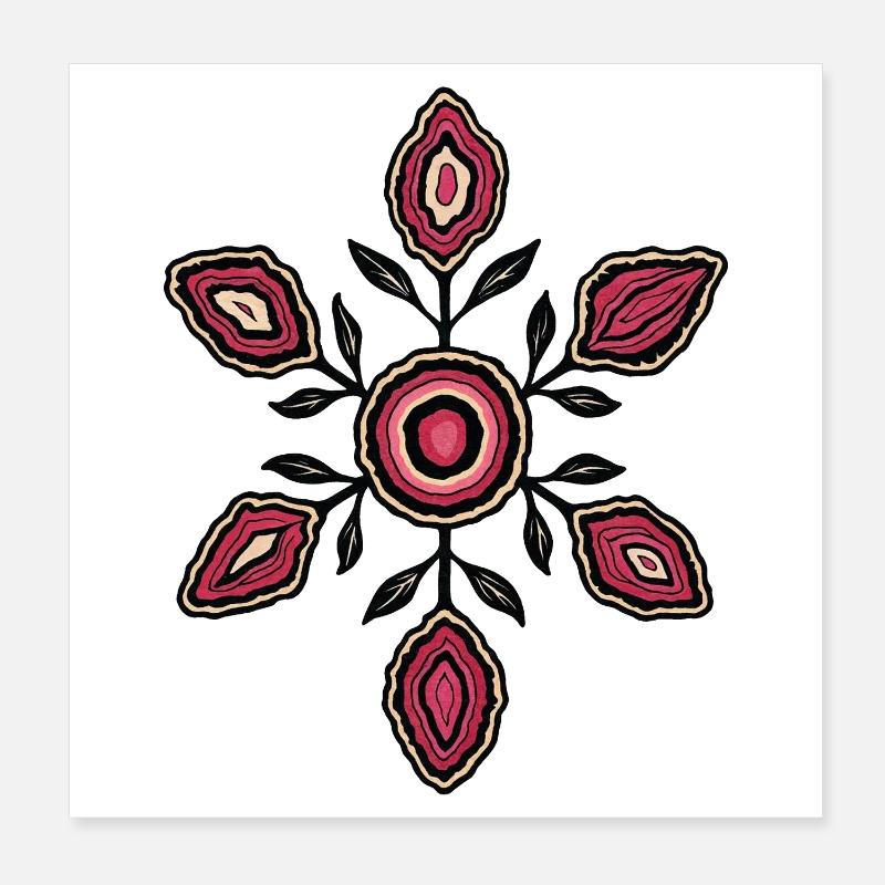Rose Petal Mandala Pattern Poster 8" x 8" (20x20 cm)
