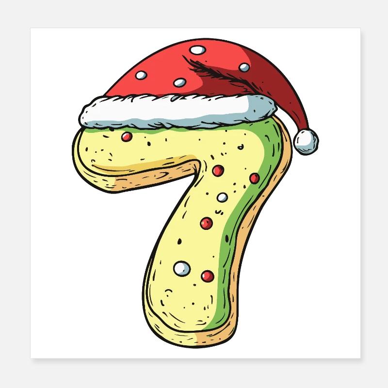 7 Number Cookie Christmas Poster 8" x 8" (20x20 cm)