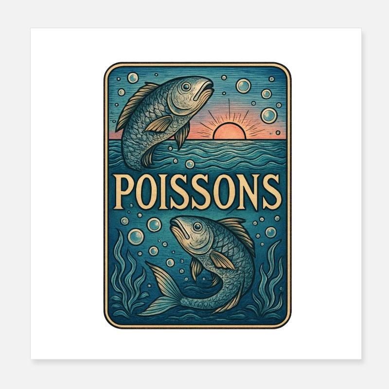 Fische Sternzeichen - Astrologie Poster 20x20 cm