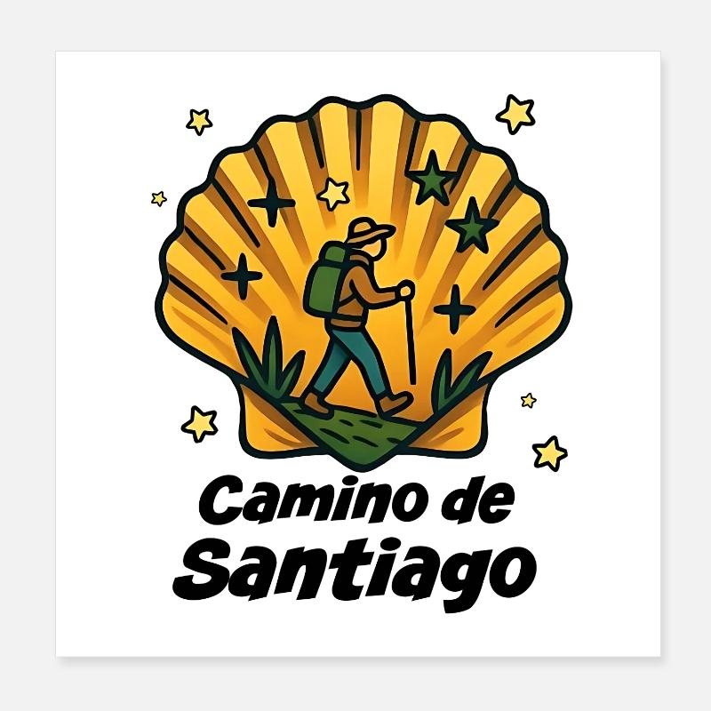 Wanderer Jakobsweg Poster 20x20 cm