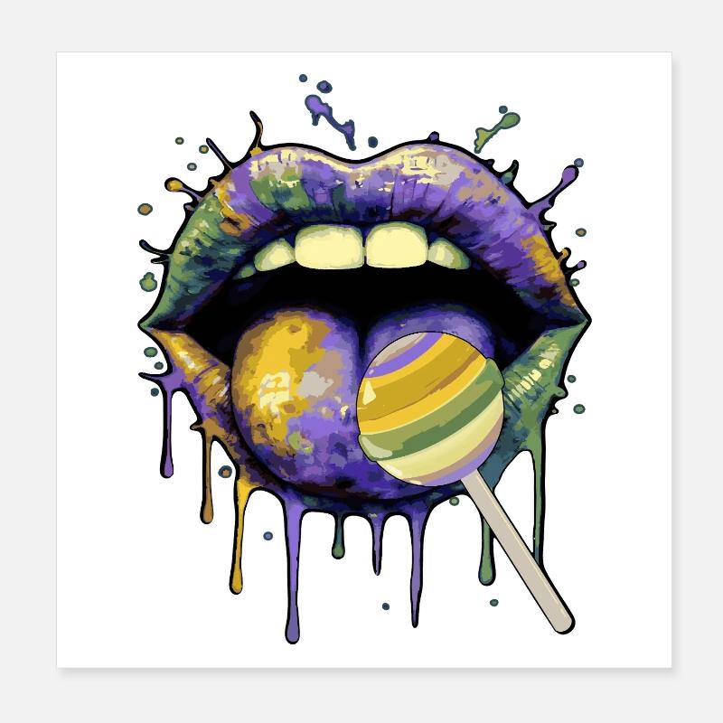 Pop Art coloré Lèvres & Suces Poster 20 x 20 cm