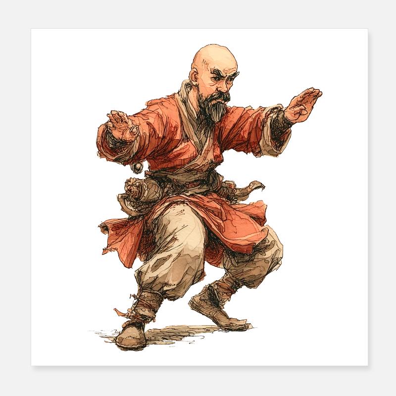 Kungfu Mönch Poster 20x20 cm