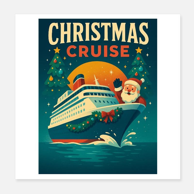 Weihnachtskreuzfahrt - Poster 20x20 cm - Weiß
