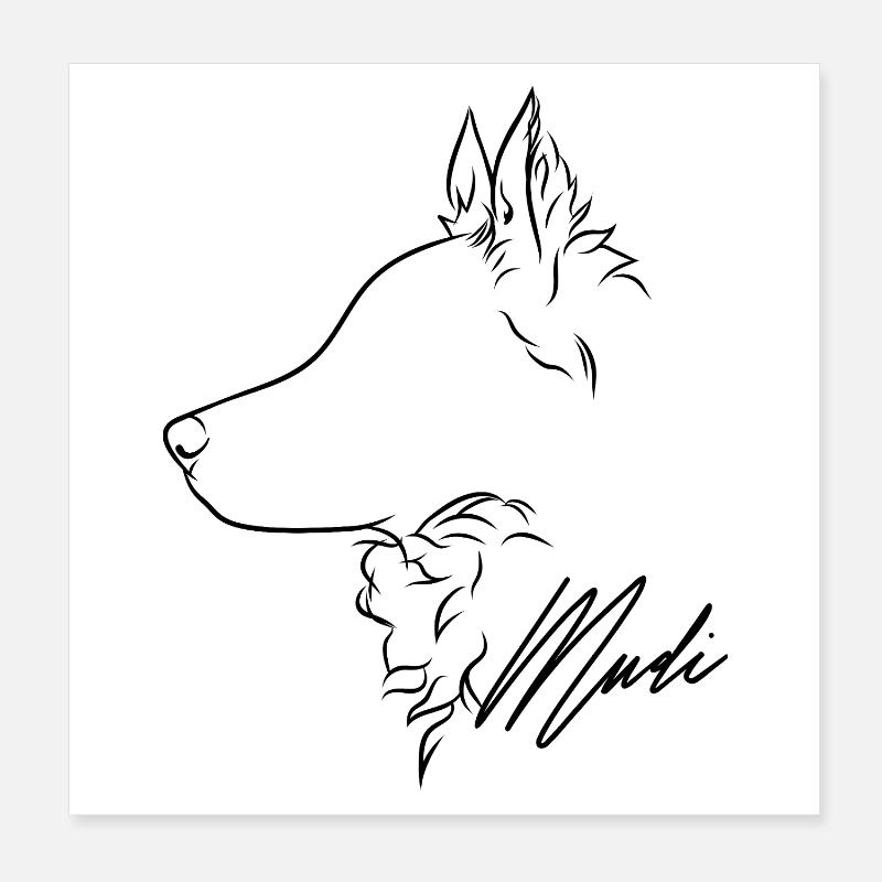 Mudi Profil Hunde Hund Wilsigns Poster 20x20 cm