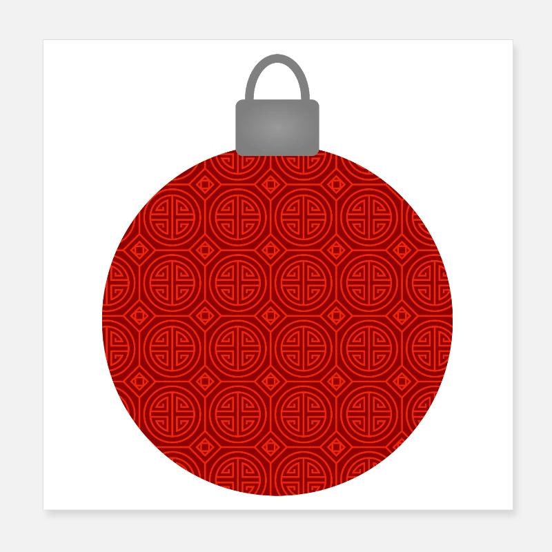 Rotes Rundmuster Weihnachtskugel Poster 20x20 cm