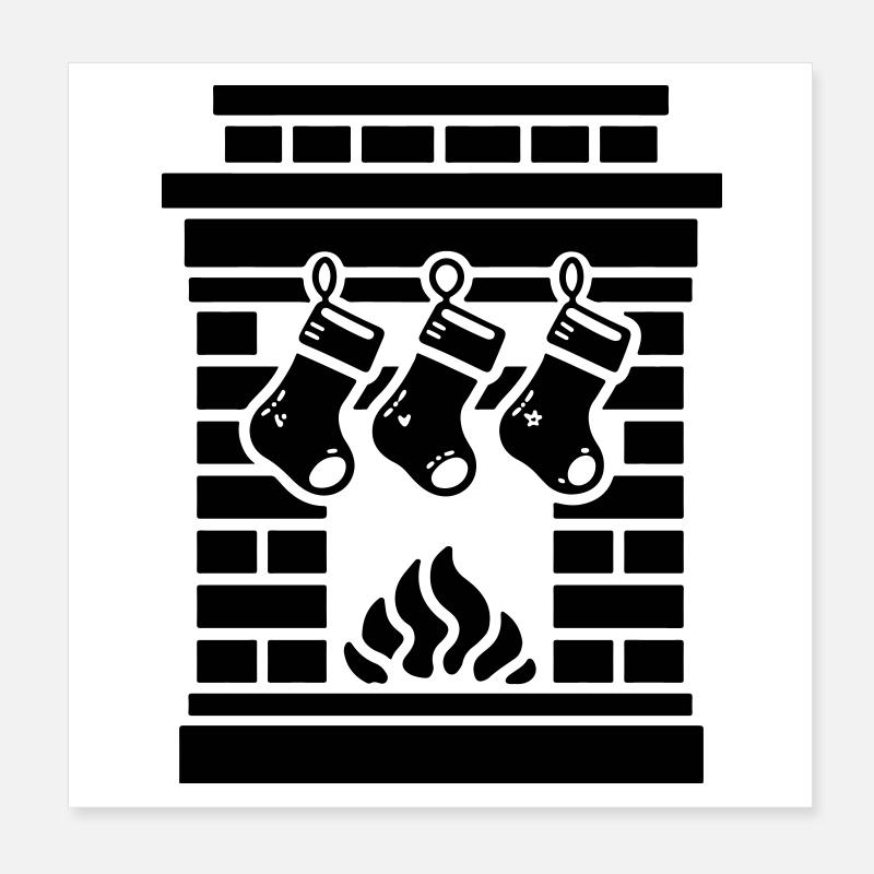Fireplace Christmas Christmas Sock Poster 8" x 8" (20x20 cm)