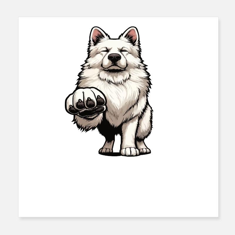 Parle au chien de berger blanc patte Poster 20 x 20 cm