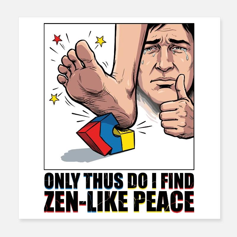 Baustein Schmerz Zen Meme Poster 20x20 cm