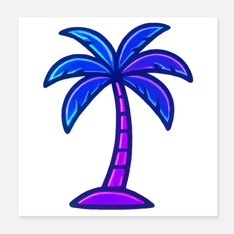 Neon palm tree in night light Poster 8" x 8" (20x20 cm)