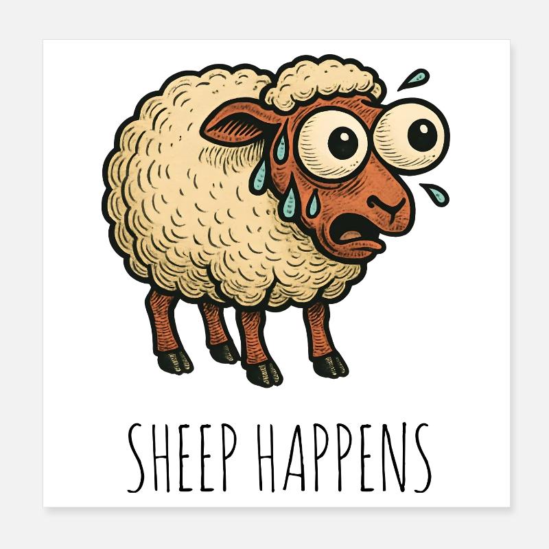 Les moutons arrivent, la merde arrive Poster 20 x 20 cm