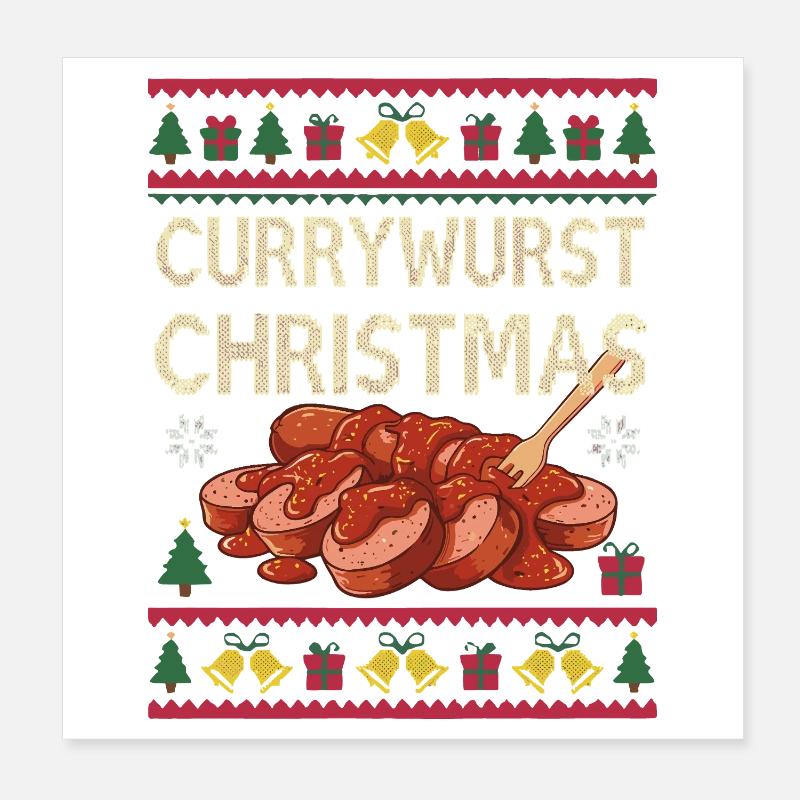 Glædelig Currymas Currywurst Julepølse Julepølse Poster 20x20 cm