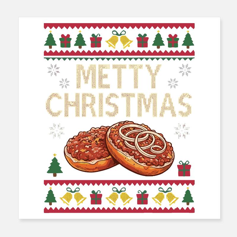 Cadeau de Noël Mett Funny Mett Poster 20 x 20 cm