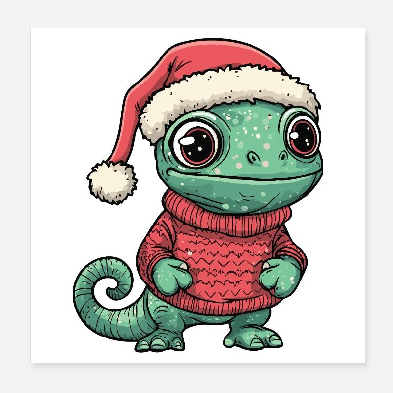 Noël caméléon de Noël Poster 20 x 20 cm