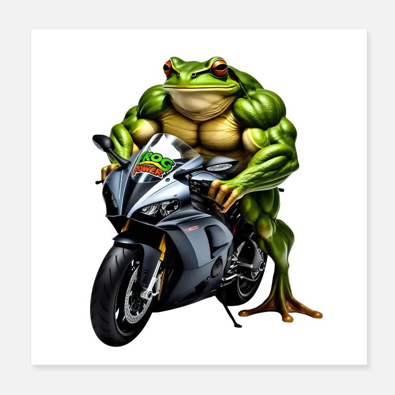 Grenouille musclée à moto Poster 20 x 20 cm