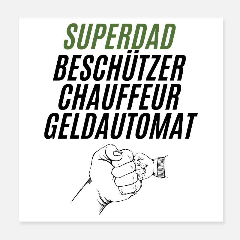 Superpapa Vert Puissant Poster 20 x 20 cm