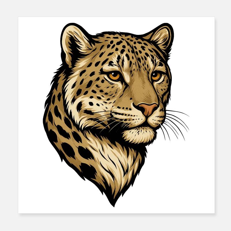 Leopardenkopf Illustration Poster 20x20 cm