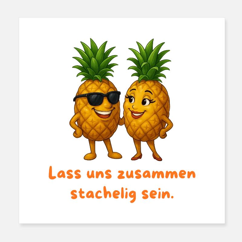Ananasduo: Stikkende sammen Poster 20x20 cm