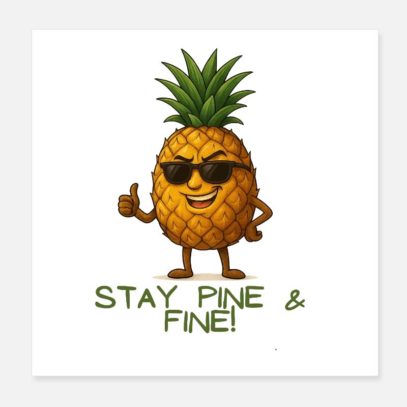 Stay Pine & Fine Pineapple Poster 20 x 20 cm