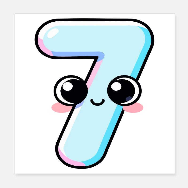 Gâteau Kawaii Numéro 7 Poster 20 x 20 cm