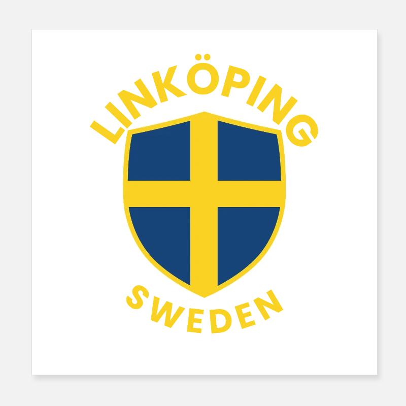 Linköping Sweden Shield Tee Poster 20x20 cm