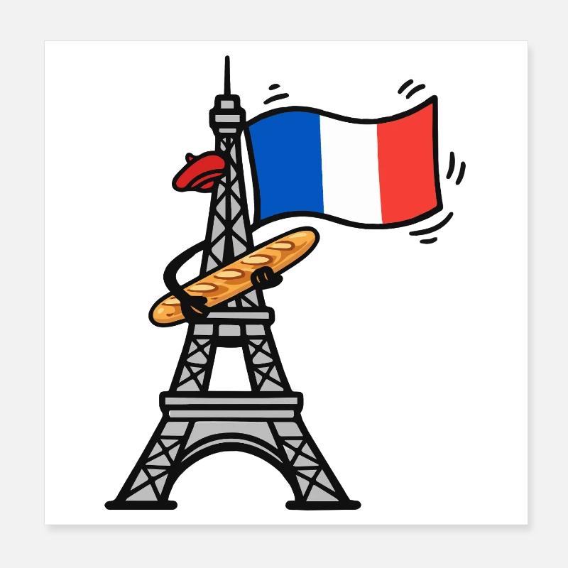 Baguette drôle de drapeau français de la Tour Eiffel Poster 20 x 20 cm