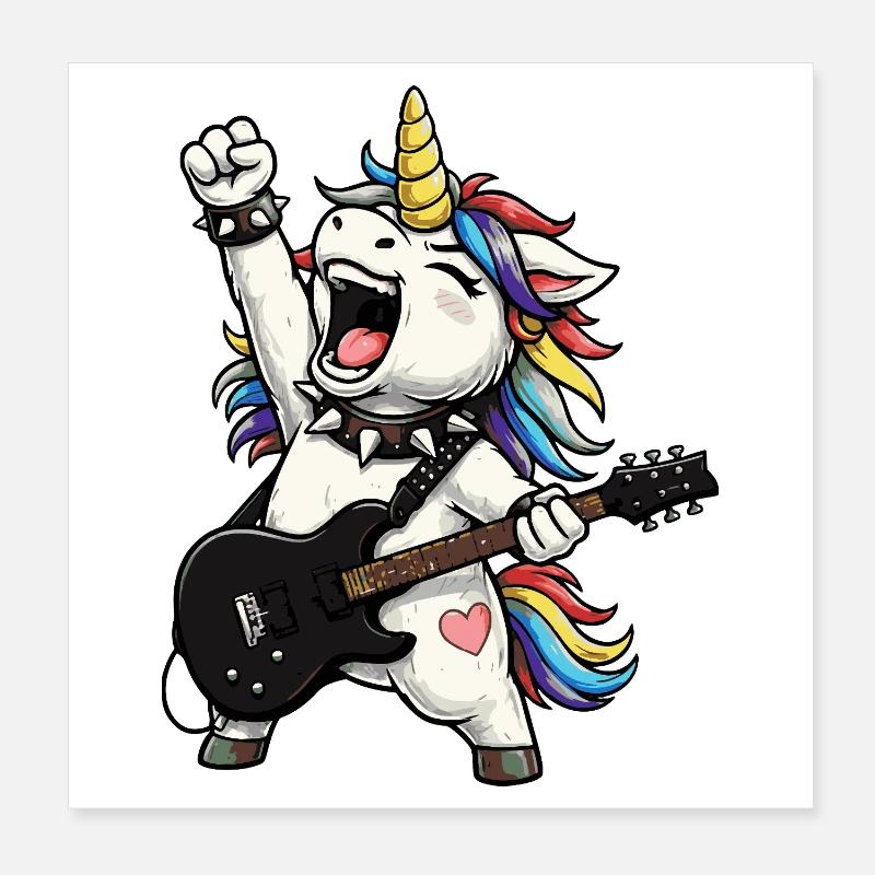 Regenbogen-Einhorn-Rocker Poster 20x20 cm