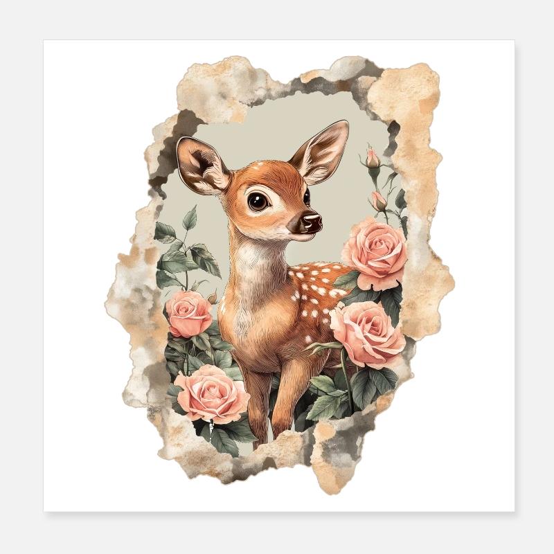 Faon de cerf Poster 20 x 20 cm