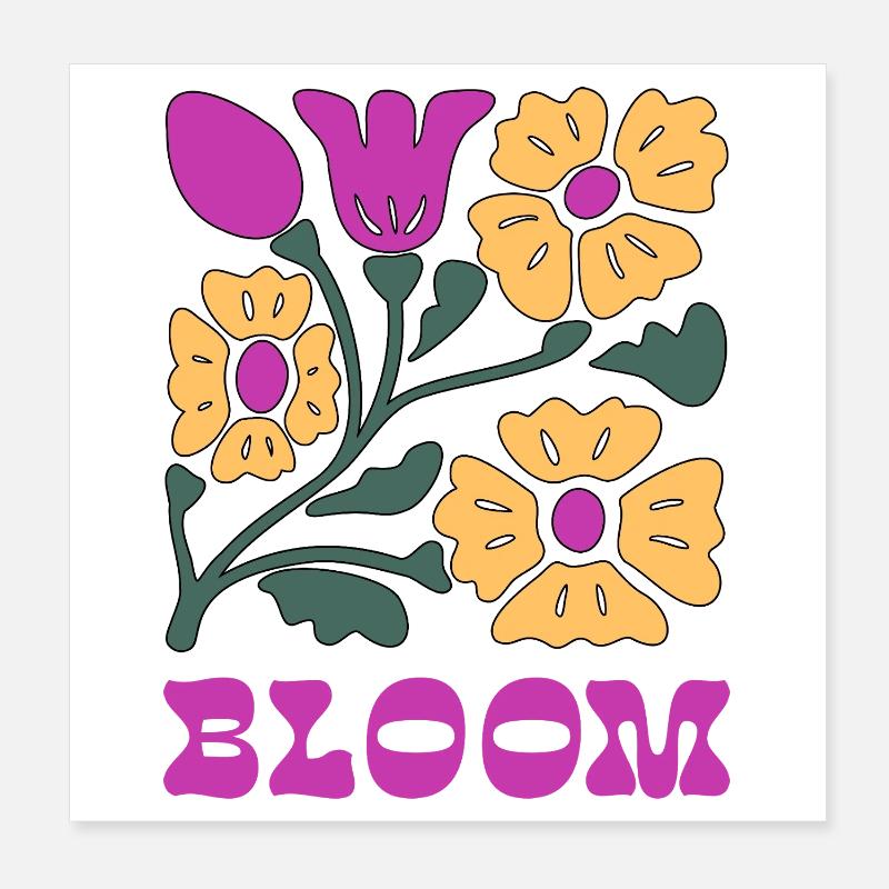 Blumen Pop Neon Pink Poster 20x20 cm