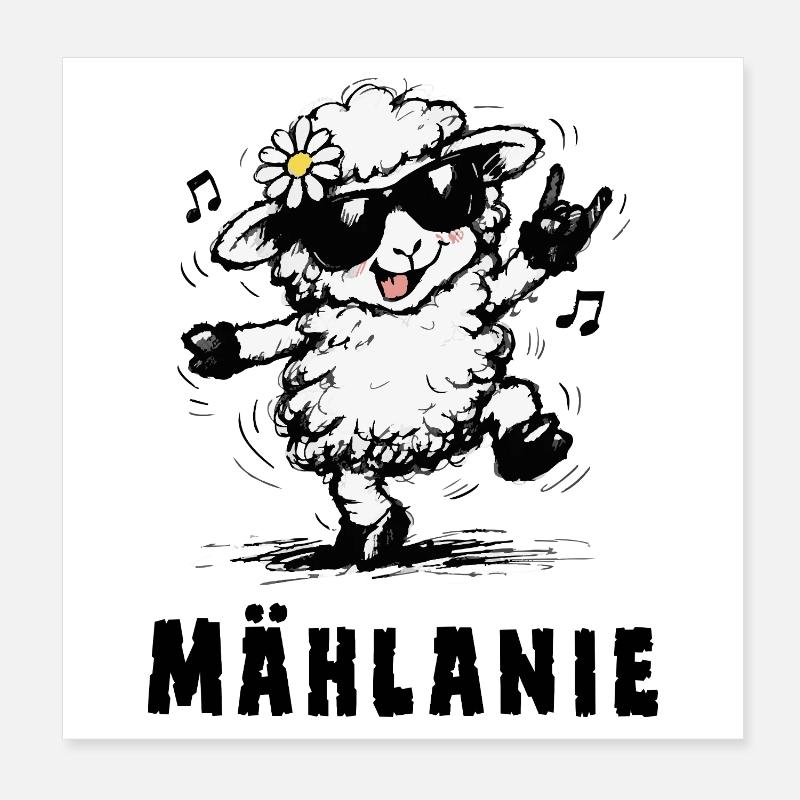 Mählanie – Drôle de jeu de mots sur les moutons Poster 20 x 20 cm