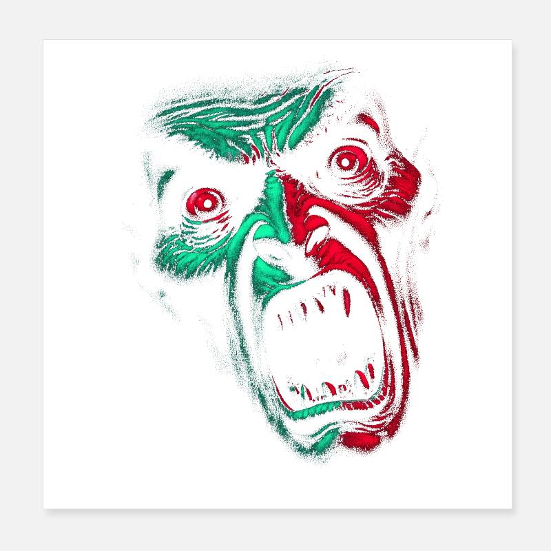 Split Face Horror GrünRot Poster 20x20 cm