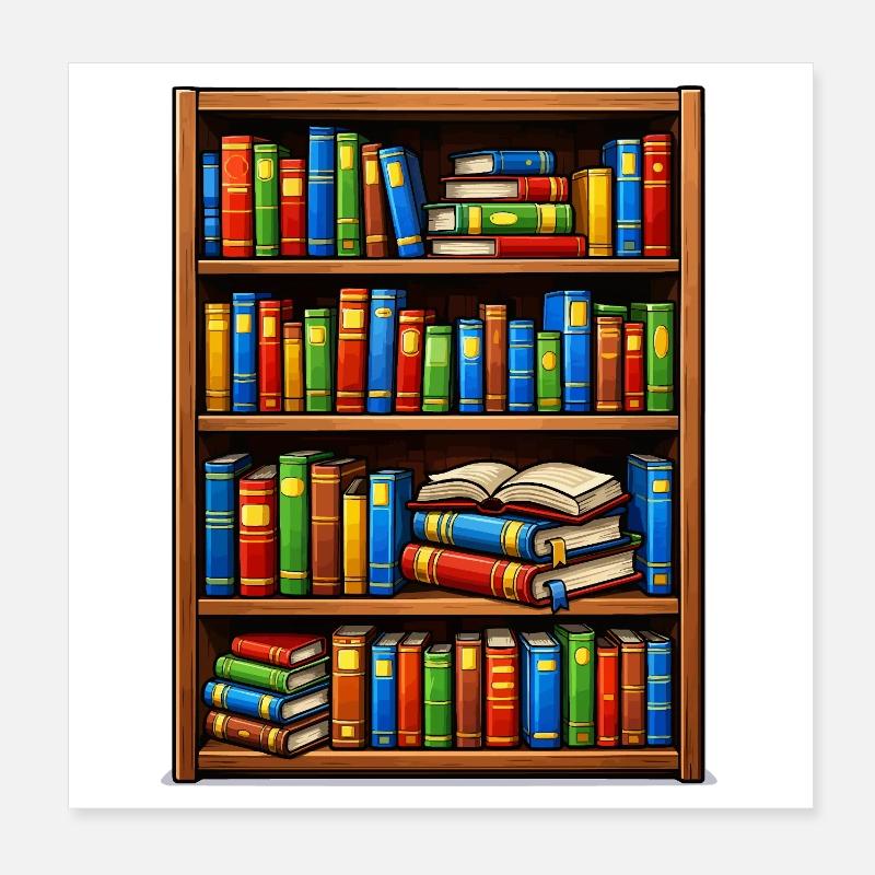 Bibliothèque Illustrato de Bibliothèques Poster 20 x 20 cm