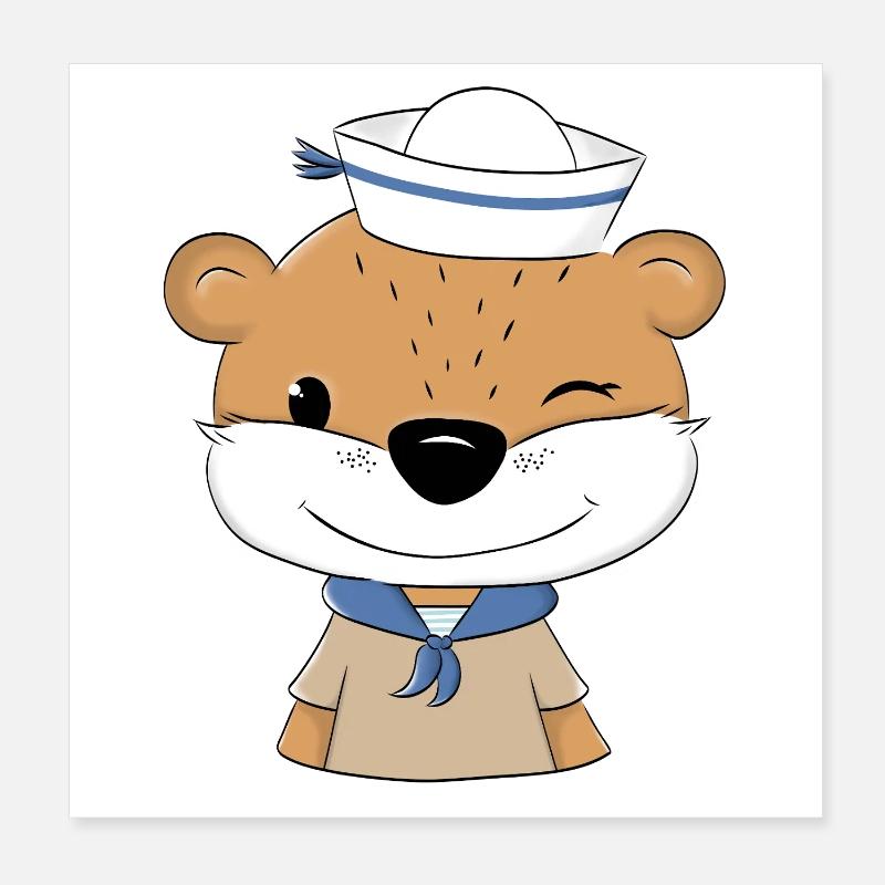 Sailor Otter Poster 8" x 8" (20x20 cm)