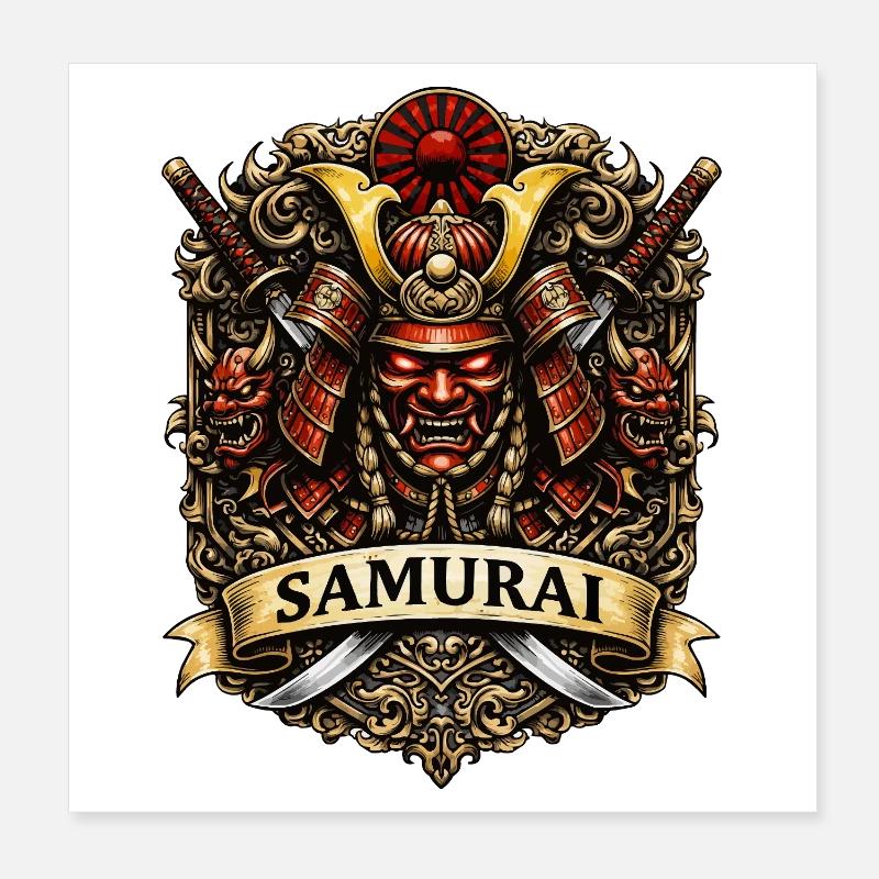 Art du guerrier du samouraï Crest Poster 20 x 20 cm