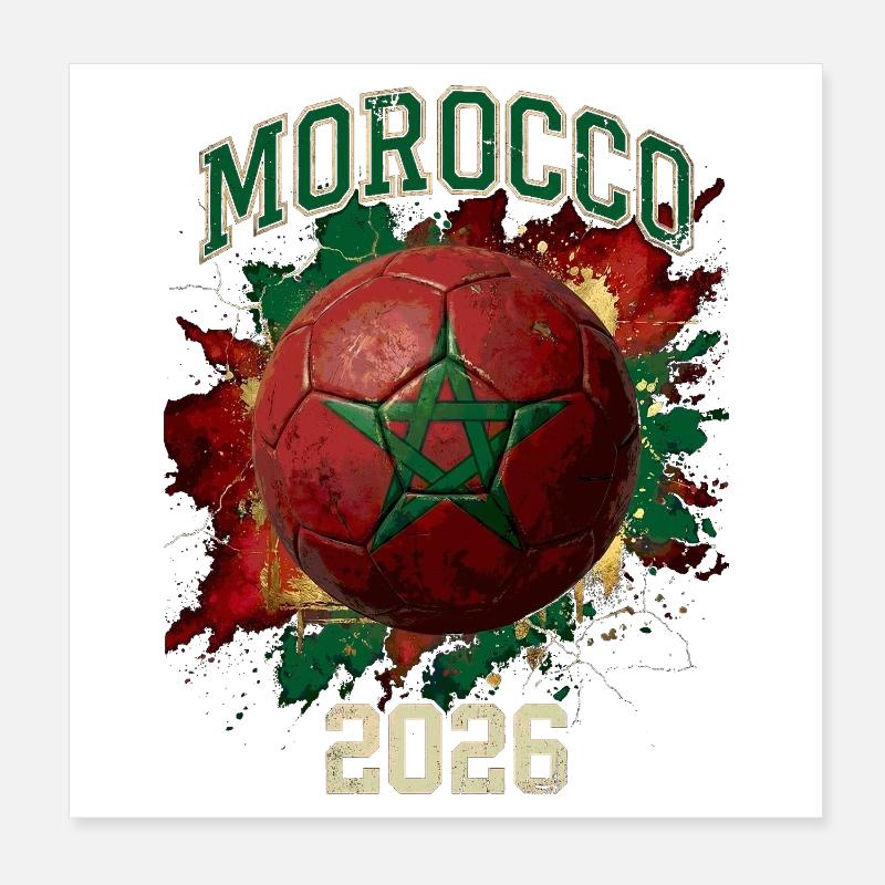 Fußballdesign von Marokko 2026 Poster 20x20 cm